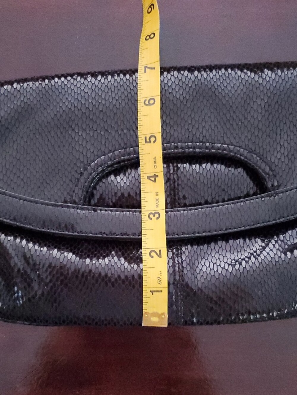 Nine West Black Textured Snake-Embossed Clutch - Picture 3 of 7